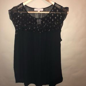 NWT Sparkle detail ruffle top